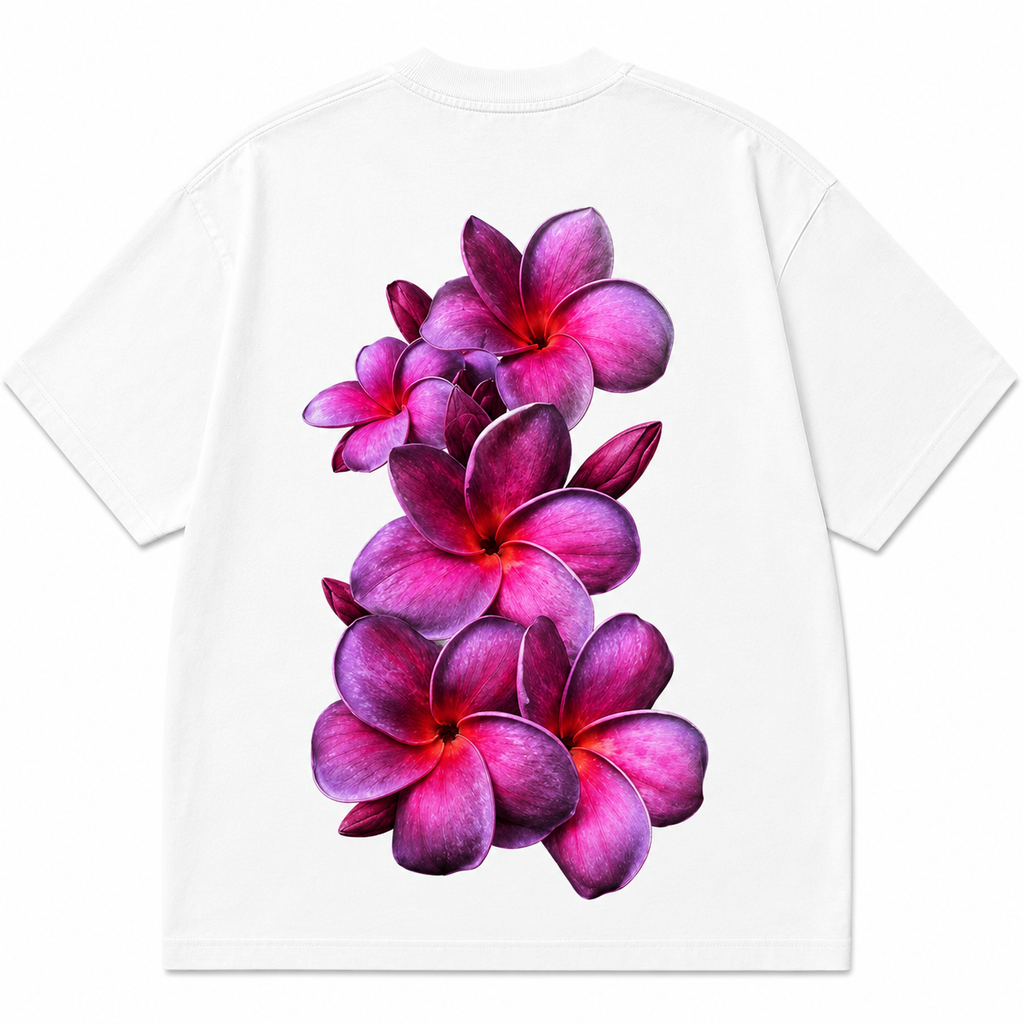 Frangipani White Oversized Tee